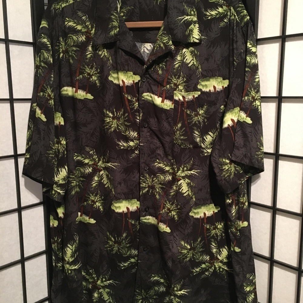Puritan Hawaiian Palm Tree Island Mens Casual Button Down Shirt  XL